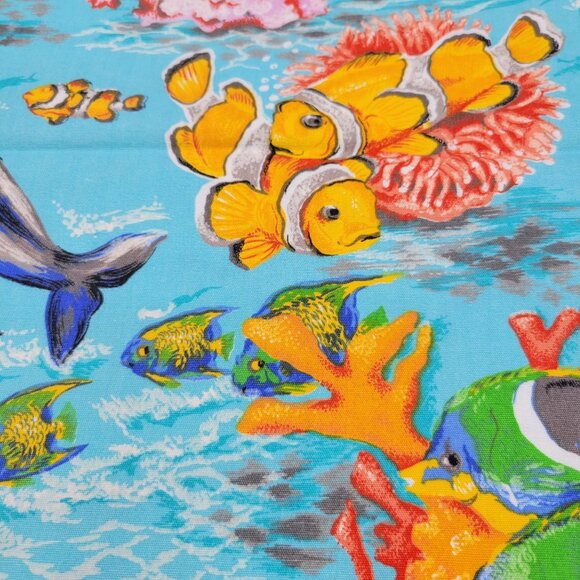 Colorful Ocean Life Cotton Fabric Cranston Print Works Fish Coral 1 Yard - Picture 3 of 6